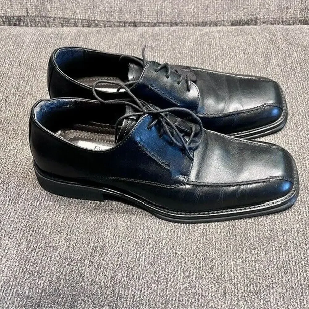 Franco Fortini Dallas Oxford Shoes Mens 9.5 M Black Leather Lace Up Square Toe